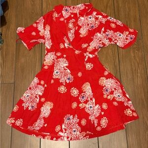 Free People Red Floral Casual Dress